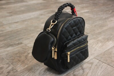 NIB Small Montana West Black Quilted Backpack Coin Purse  display picture 3