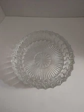 Vintage Clear Cut Glass Ashtray Heavy Piece 2" Tall 7.25" Wide Indiana Glass