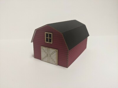 HO Scale Red Farm Barn Kit - Laser Cut Model Train Scenery Building