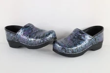Dansko Womens 10.5 11 EU 41 Distressed Patent Leather Slip On Clogs Mules Shoes
