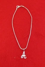 10 1/2 INCH 14KT WHITE GOLD PLATED 1.6MM SNAKE CHAIN ANKLET W/ SMALL INITIAL