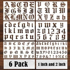 6 Pcs Old English Stencil 2 Inch Letters Number Template Reusable Gothic Call...