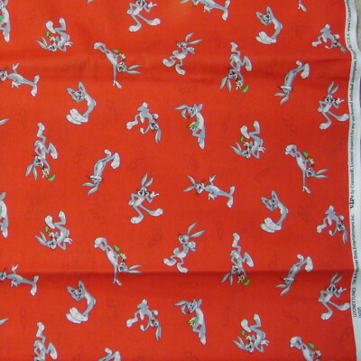 BTY VIP Cranston LOONEY TUNES Bug Bunny Toss Red Cotton Fabric By The Yard