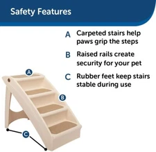 PetSafe 62278 CozyUp Folding 20 inches Height Tan Pet Steps with Nonskid Feet