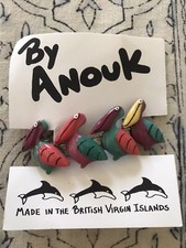 Vintage Anouk Hair Clip USVI Birds 90 s New Kawaii Pelican Painted Barette