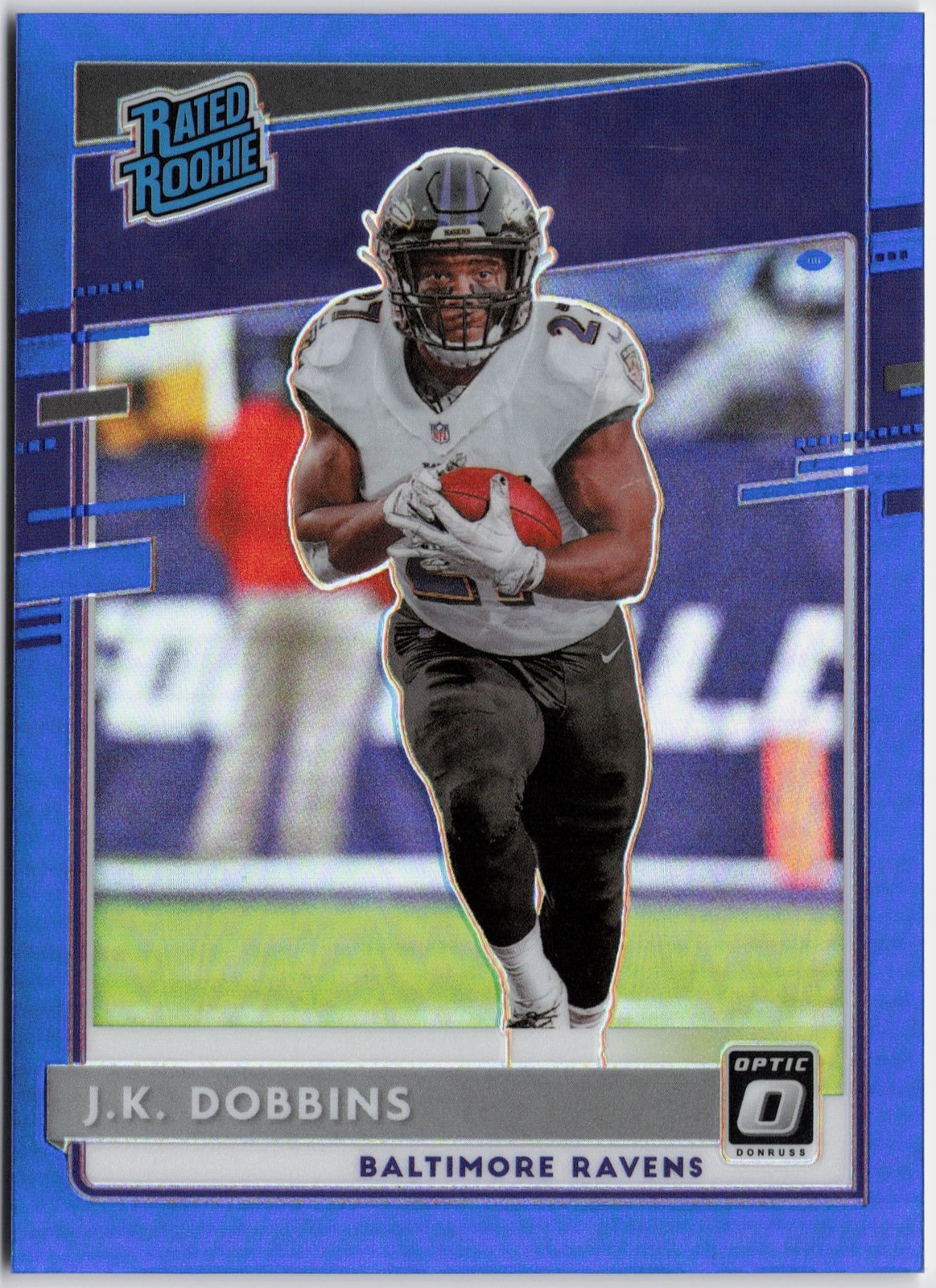2020 Donruss Optic #161 J.K. Dobbins Blue #/179 RC Rookie
