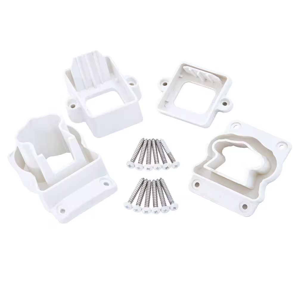 Armorguard Deluxe White Plastic Stair Rail Hardware Kit for Fiberon Exterior Decks  