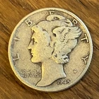 1945 Mercury Dime Philadelphia WWII Era 90% Silver Winged Liberty Coin