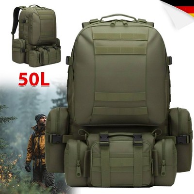 Großer Militär Rucksack Herren, 50L Outdoor Armee Wasserdicht Taktischer Bundesw