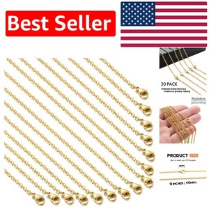 Authentic Bulk 20 Gold Plated Necklace Chains - 18 Inches of Durable Jewelry-Making Supply