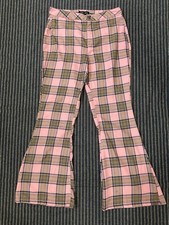 Almost Famous Women's Plaid Flare Pants 100 Polyester Size 7 Y2K