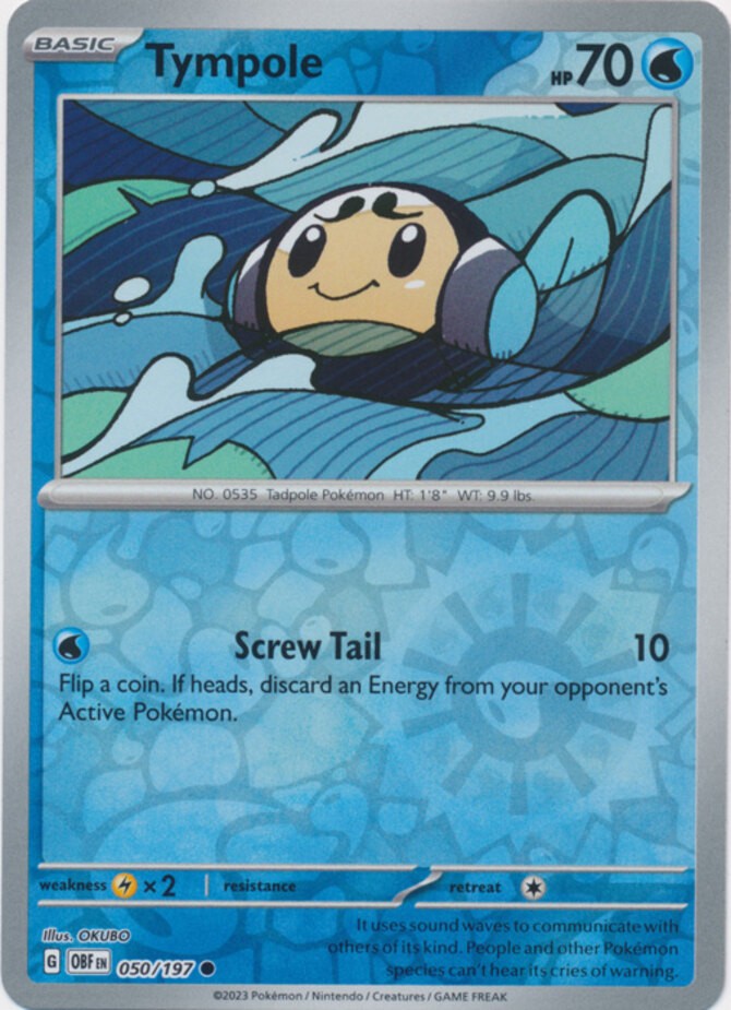 Tympole - 050/197 - Common - Reverse Holo (Near Mint) Obsidian Flames - Water Po