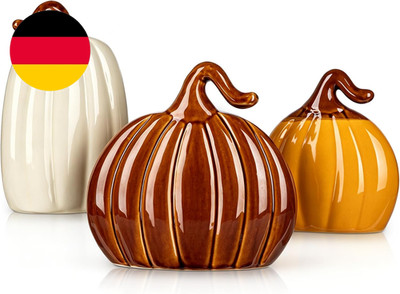 Briful Keramik Kürbis Deko Set, Flache Herbstdeko, Herbst & Halloween