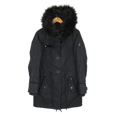 KHUJO Womens Hooded Parka Jacket Size S Insulated Black Polyester Fill