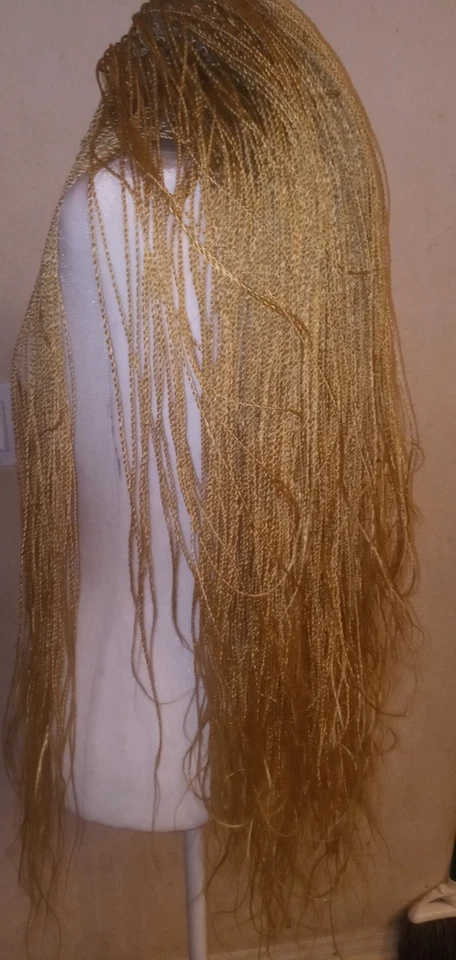 Daily WIG! 36” Long box BRAIDS, Blonde human hair blend FULL Lace 360 Free Part - Image 4 of 4