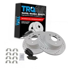 Rear Brake Pad and Rotor Set Semi Metallic Coated Drilled Slotted BKA21018