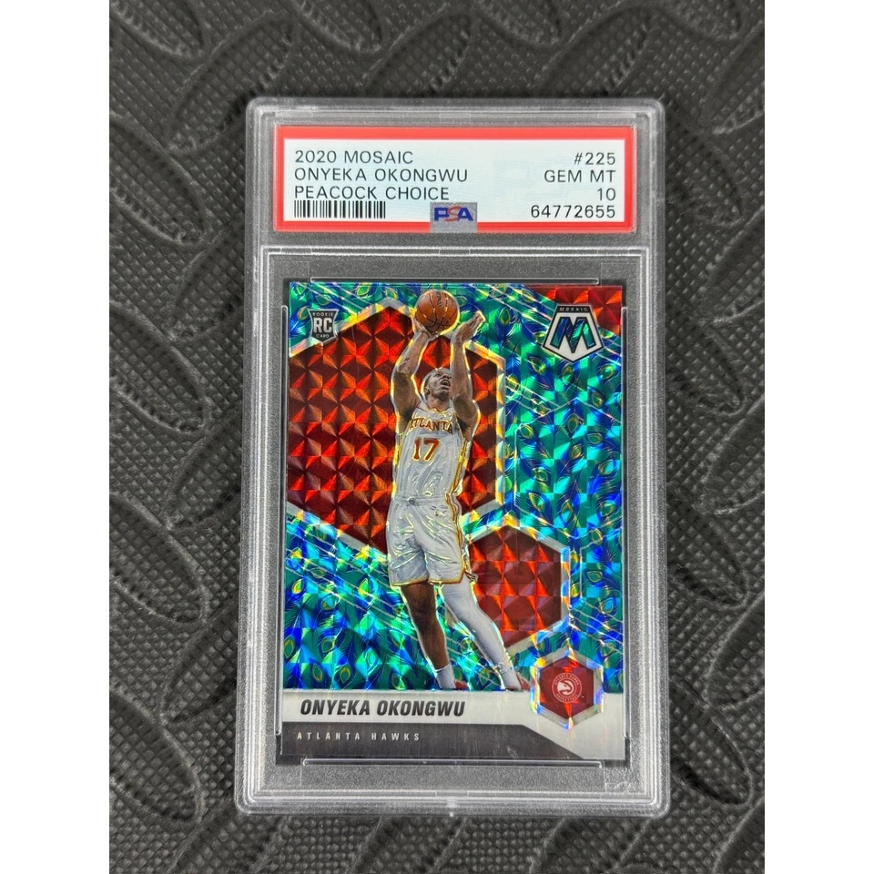 2020 Panini Mosaic Onyeka Okongwu Peacock Choice #225 PSA 10 Gem Mint RC Pop 2 - Image 3 of 3