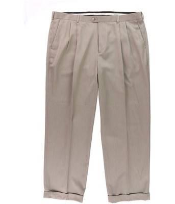 Perry Ellis Mens Heathered Dress Pants Slacks, Brown, 40W x 30L