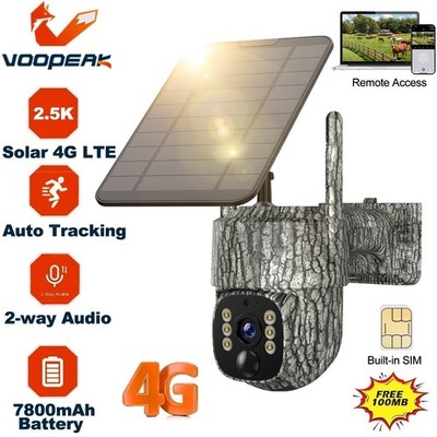 Voopeak 4G Wildlife Trail Camera 2.5K Video LIVE Stream Mobile App w/ SIM Card
