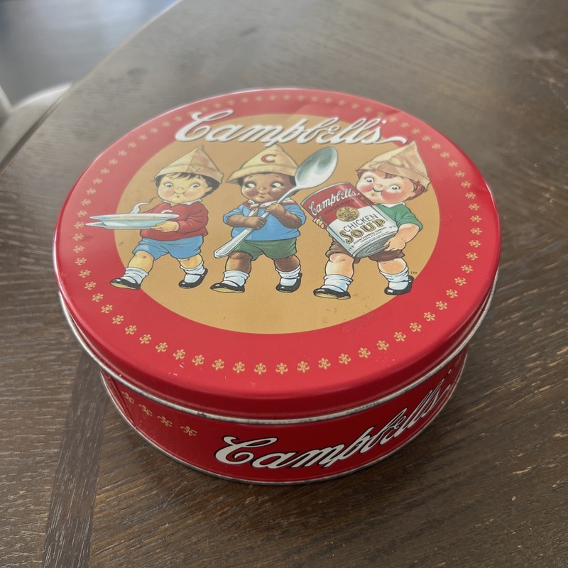Vintage Advertising Campbell's Soup Round Metal Tin Container Can 6.5"