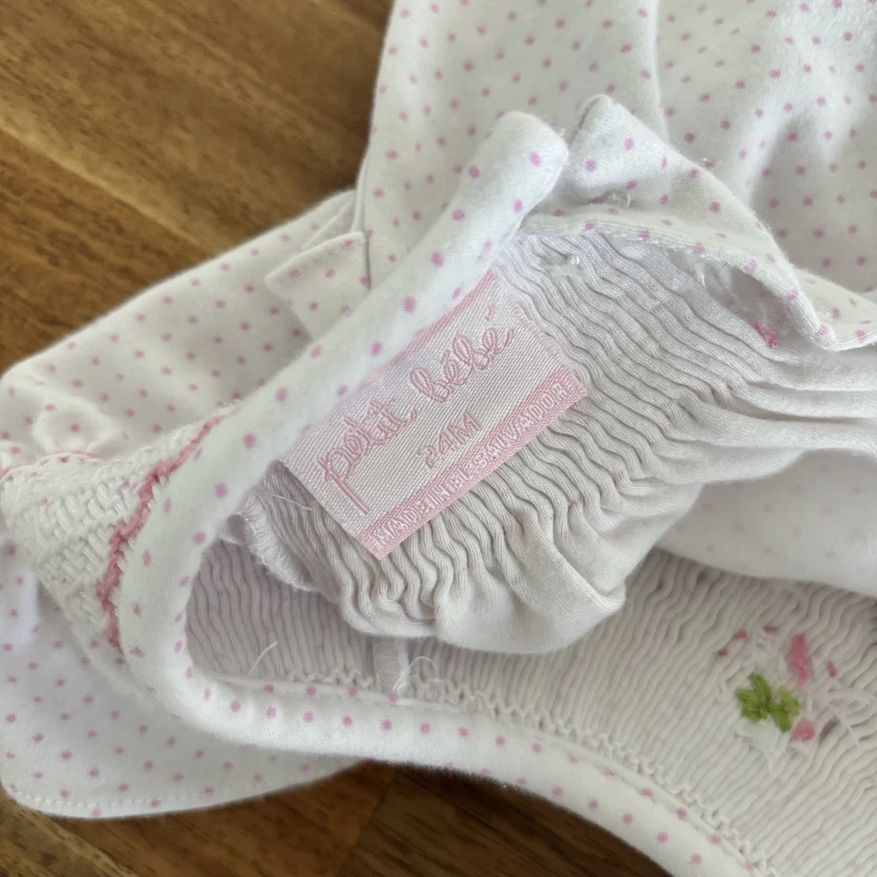 Платье клубничное Petit Bebe со сборками вручную в горошек для девочки 24 месяца в прериях - Изображение 3 из 4