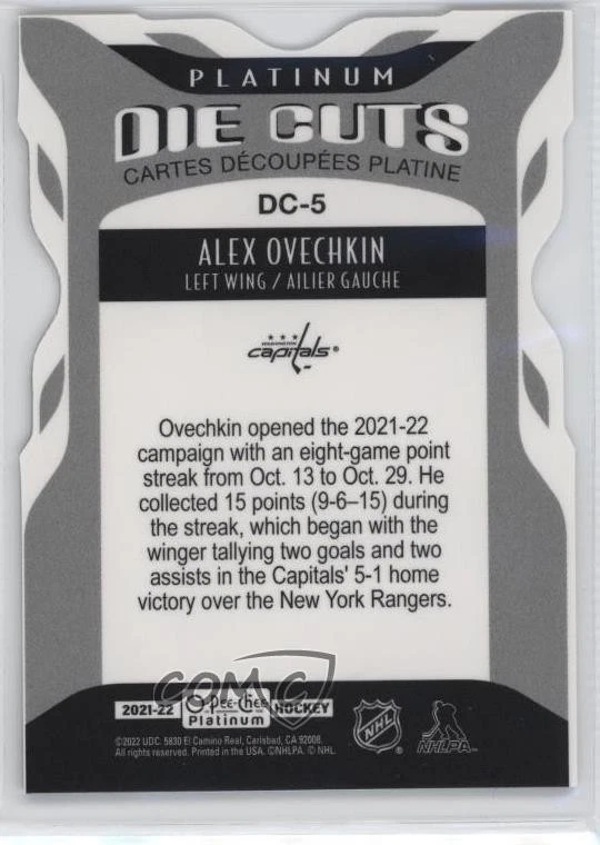 2021-22 O-Pee-Chee Platinum Platinum Die Cuts Alex Ovechkin #DC-5 - Image 2 of 3