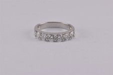 Sterling Silver 4mm Cubic Zirconia Scalloped Set Band Ring 925 Sz: 8