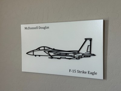 F-15 Strike Eagle Silhouette Wall Art   Handmade 8×14 Aviation Decor Sign