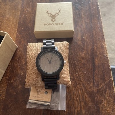 DODO DEER Wrist Watch Wood  With Roman Numerals in Ebony Bamboo Boxed new