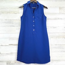 The Limited Ashton Royal Blue Sleeveless Collared Button Down Shirt Dress XS