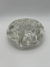 Vintage Large 13 Hole Round Clear Glass Flower Frog 5  Diameter- Weighs 1 Lb-8oz