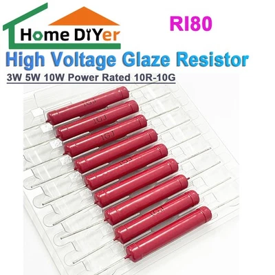HOME DIYER Resistencia de esmalte de alto voltaje RI80 3/5/10/20/50/100W potencia nominal 10R-10G ohmios nueva