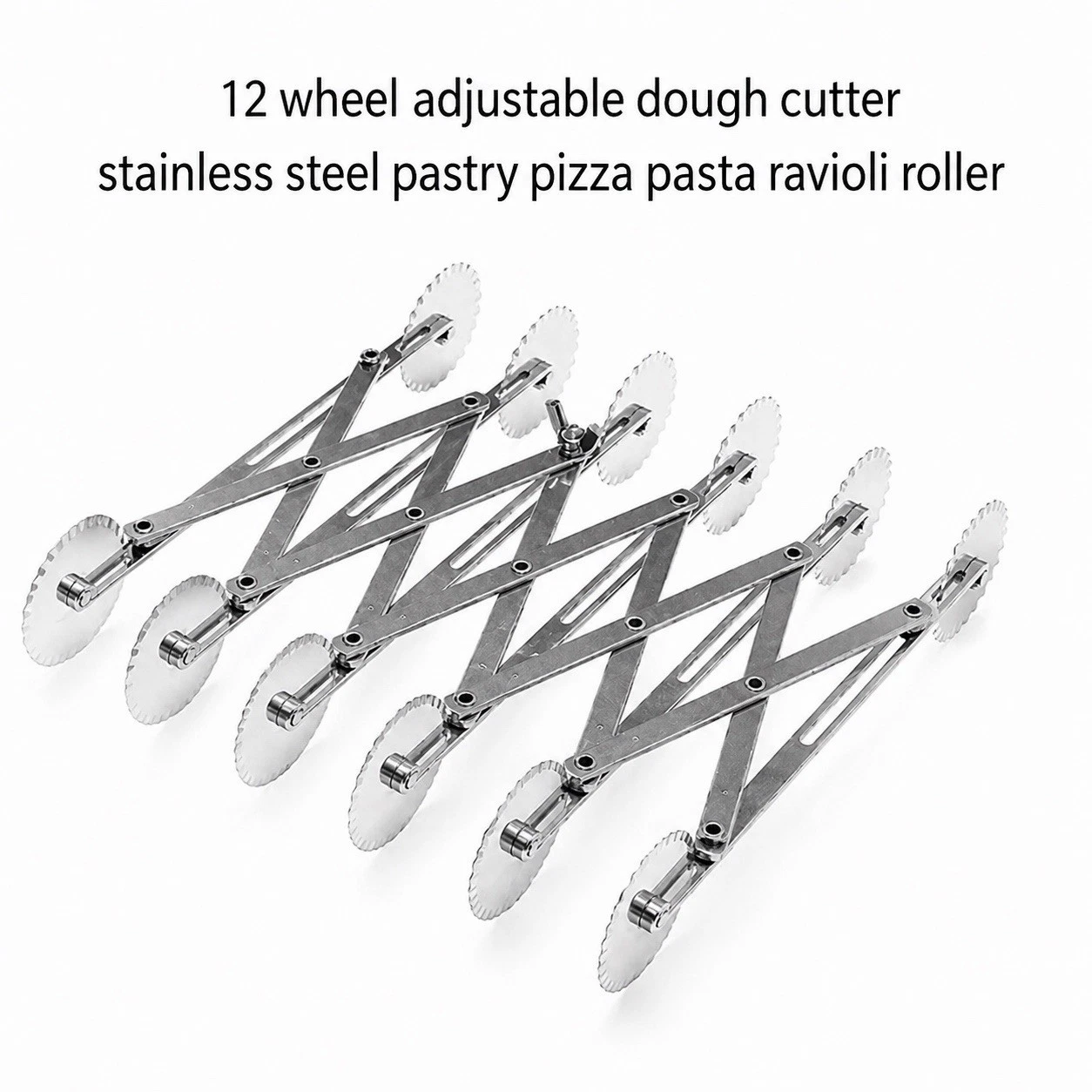 12 Wheel Adjustable Dough Cutter Stainless Steel Pastry Pizza Pasta Ravioli
Opens in a new window or