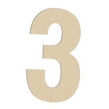 17 Inch Large Wooden 1/4 in Thick Big Wood Letter for Wall Decor Number 3