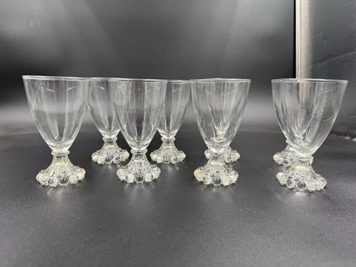Vintage Anchor Hocking Boopie Juice Wine Glasses 4 1/2” Bubble Footed Set Of 8