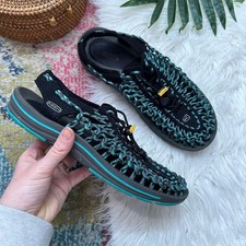 KEEN Uneek Sandal 9 Black Blue Ankle Strap Closed Toe Outdoor Adventure