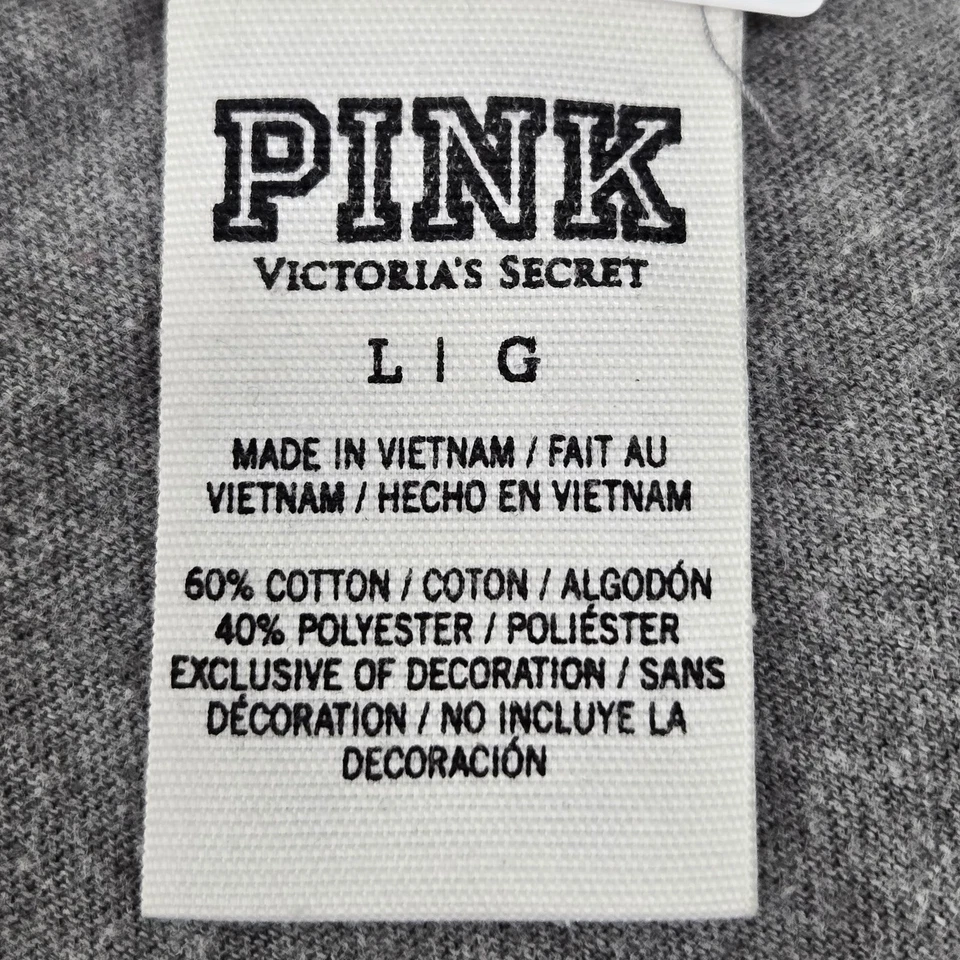 Camiseta sin mangas Victoria's Secret ROSA para mujer L gris bloque de colores logotipo rayas cuello redondo Foto 3 de 4