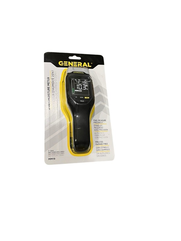 General Tools 2-In-1 Moisture Meter MM19 Pin & Pinless Backlit Display