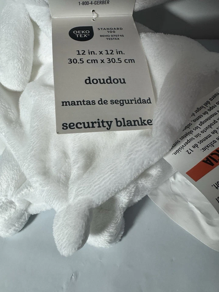 Cobertor de segurança Gerber de pelúcia branco cordeiro ovelha bebê 12 polegadas - NOVO - Imagem 4 de 4
