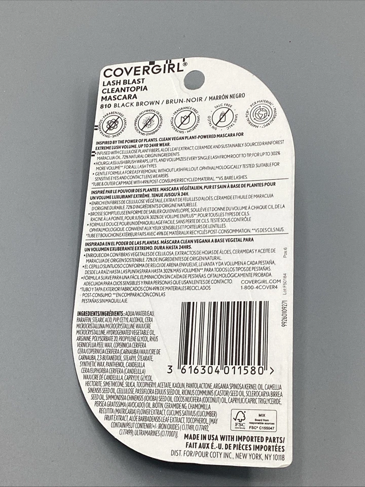 Lash Blast, Cleantopia Mascara, 810 Black Brown, 0.32 fl oz (9.5 ml)-NEW!! - Image 3 of 4