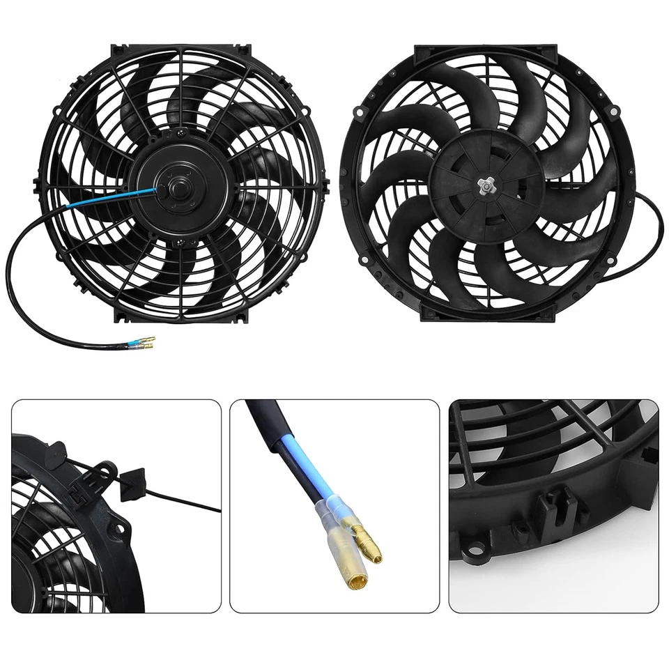 Kit de ventilador de radiador curvo Mupera 12" - Ventiladores extractores/empujadores reversibles delgados dobles Foto 2 de 4