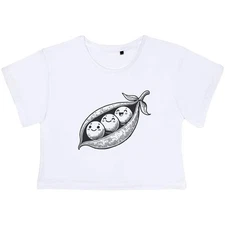 'Peas In A Pod' Women's Cotton Crop Tops (CO052681)