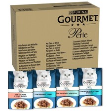 GOURMET Perle Cibo Umido per Gatti Adulti Filettini con Salmone Sardine Merluzzo