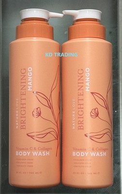 (2-Pack) NATURE LOVE ~ VITAMIN C & COLLAGEN Brightening MANGO BODY WASH 946ml