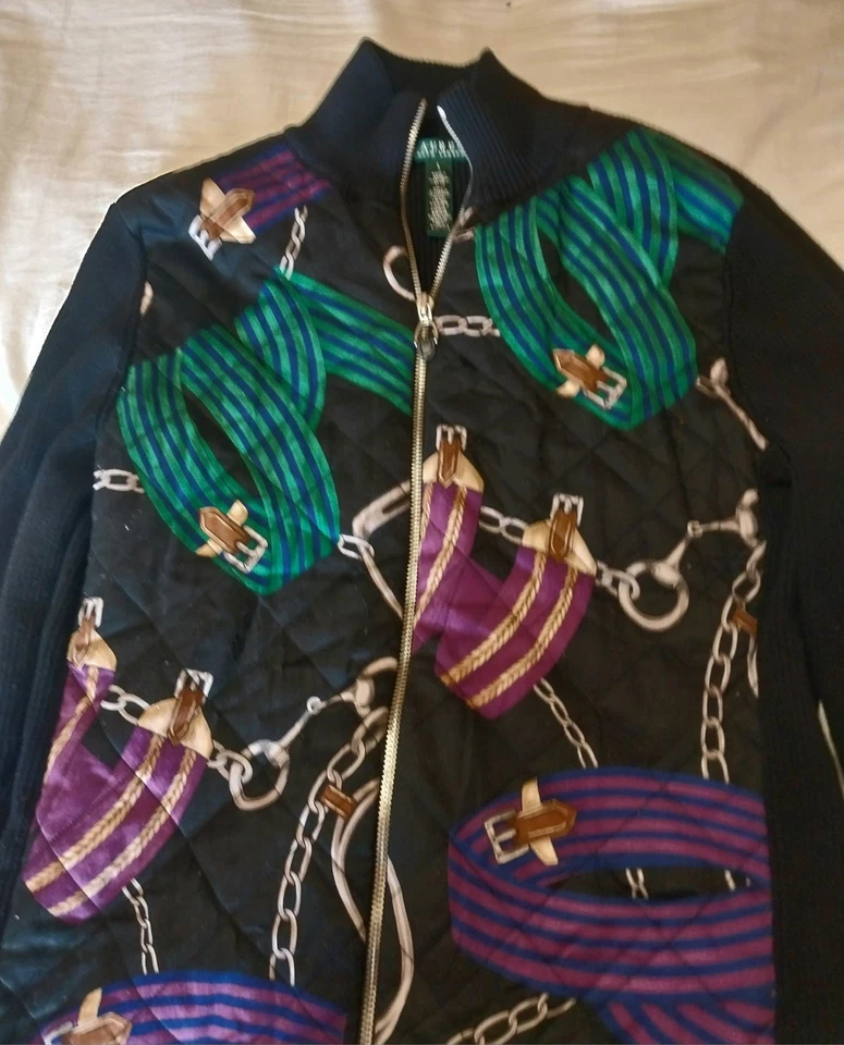 Chaqueta Ralph Lauren Mujer Grande Suéter Cárdigan Caballo Ecuestre Bit LRL DE COLECCIÓN Foto 2 de 4