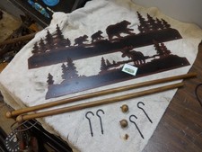 New Metal Woodland Towel Racks with wood Rack Rustic Bathroom Kitchen Cabin NEW