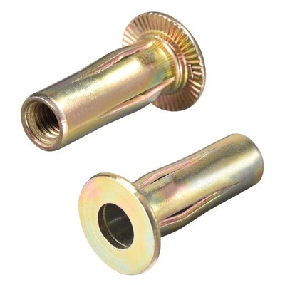 40 x Multi-Grip Rivet Nut M6 Pre-Bulbed Shank Carbon Steel Zinc-Plated Flat Head