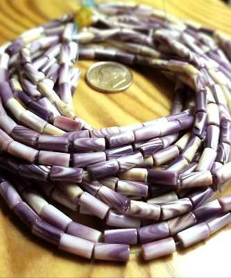  Vintage Authentic Purple White Quahog Wampum Rare Jewelry Beads- Strand of 80