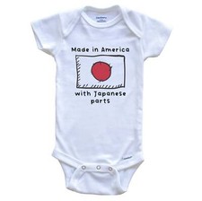 Made In America With Japanese Parts Japan Flag One Piece Baby Bodysuit