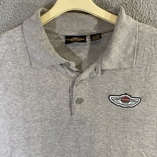 Harley Davidson Shirt Mens XL Gray Polo Motorcycles 100 Year Patch Made in USA